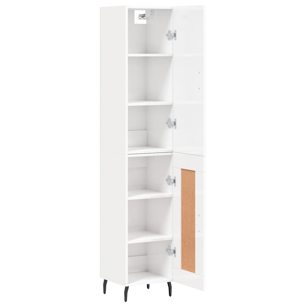 vidaXL Buffet haut Blanc brillant 34,5x34x180 cm Bois d'ingénierie