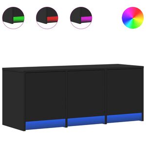 vidaXL Meuble TV avec LED noir 97x34x40 cm bois d'ing&eacute;nierie