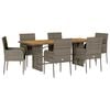 vidaXL Ensemble &agrave; manger de jardin et coussins 7 pcs gris rotin