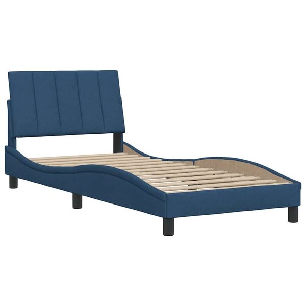 vidaXL Cadre de lit sans matelas Hanko bleu 90x200 cm tissu