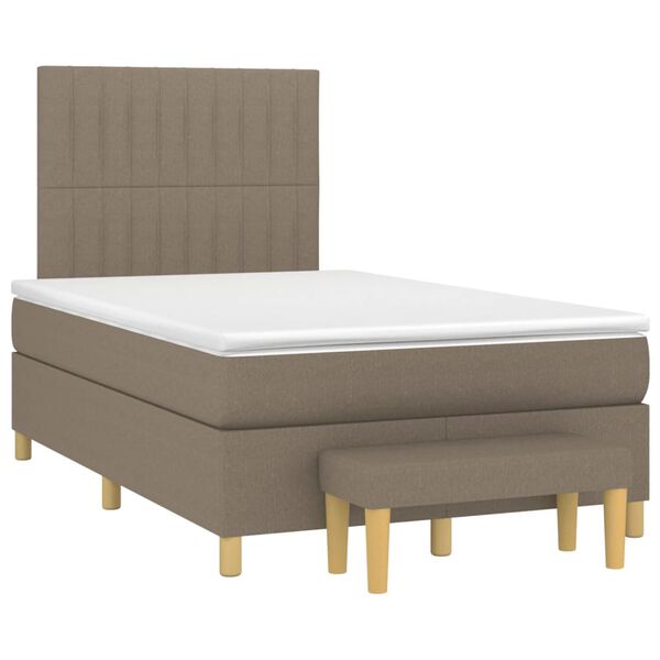 vidaXL Sommier &agrave; lattes de lit avec matelas Taupe 120x200 cm Tissu