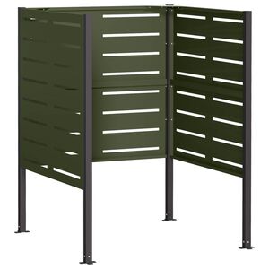 vidaXL &Eacute;cran pour poubelle 85 x 85 x 113 cm Acier Vert olive