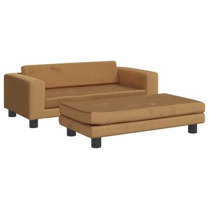 vidaXL Canap&eacute; avec repose-pied pour enfants marron 100x50x30cm velours