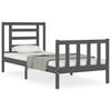 vidaXL Cadre de lit sans matelas gris 100x200 cm bois massif de pin
