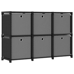 vidaXL &Eacute;tag&egrave;re d'affichage 6 cubes et bo&icirc;tes Noir 103x30x72,5 cm Tissu