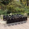 vidaXL Ensemble &agrave; manger de jardin coussins 15 pcs R&eacute;sine tress&eacute;e Noir