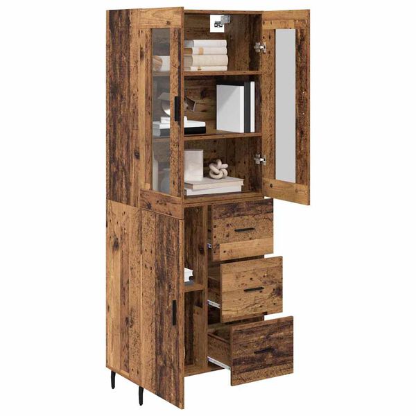 vidaXL Haut Armoire avec tiroir 2 pcs Bois Ancien Bois d'ing&eacute;nierie
