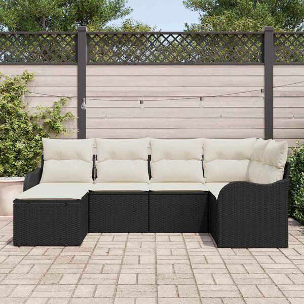 vidaXL Ensemble de canap&eacute; de jardin 6 pcs Noir polyrotin