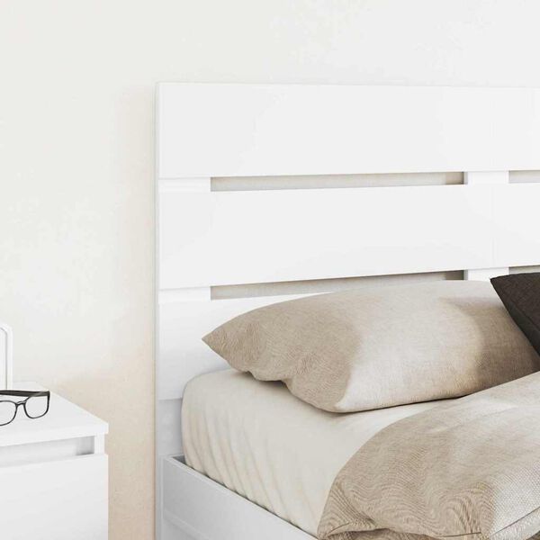 vidaXL T&ecirc;te de lit avec t&ecirc;te de lit Blanc 135 cm Bois d'ing&eacute;nierie