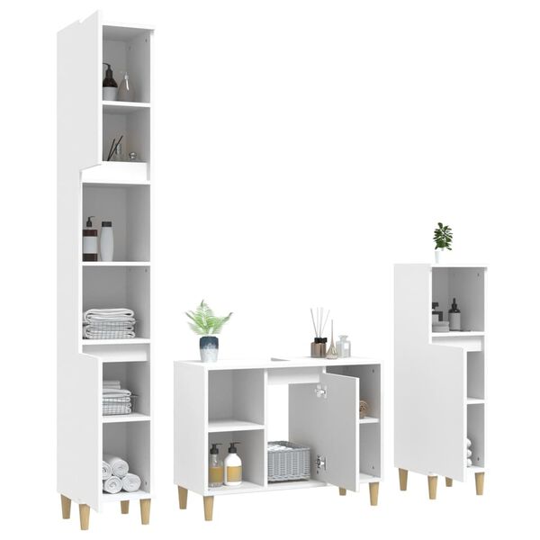 vidaXL Ensemble de meubles salle de bain 3 pcs blanc bois d'ingénierie