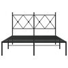 vidaXL Cadre de lit m&eacute;tal sans matelas avec t&ecirc;te de lit noir 120x190cm