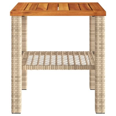 vidaXL Table de jardin beige 40x40x42 cm résine tressée et bois acacia