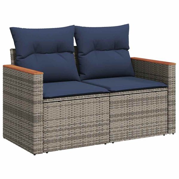 vidaXL Salon de jardin 5 pcs avec coussins gris r&eacute;sine tress&eacute;e