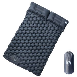 vidaXL Matelas de camping autogonflant avec oreillers 2 personnes gris