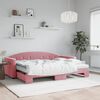 vidaXL Lit de jour avec lit gigogne et matelas rose 80x200 cm velours