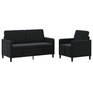 vidaXL Canap&eacute; avec rangement 2 pc Noir Polyester