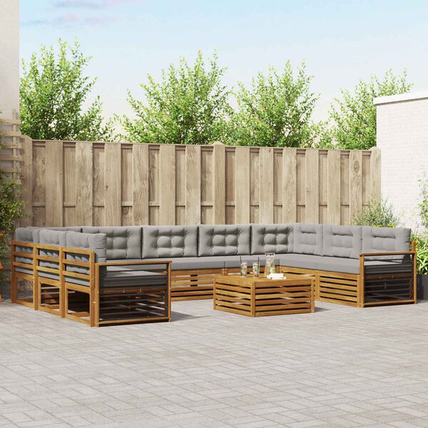 vidaXL Ensemble de canap&eacute;s d'ext&eacute;rieur 10 pcs Gris Naturel et Clair