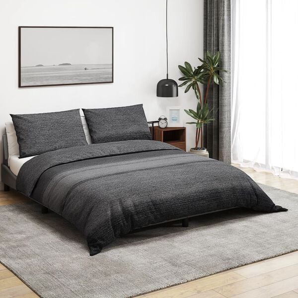 vidaXL Ensemble de housse de couette gris fonc&eacute; 200x200 cm Coton