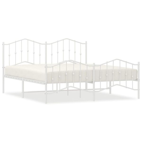 vidaXL Cadre de lit métal sans matelas et pied de lit blanc 180x200 cm