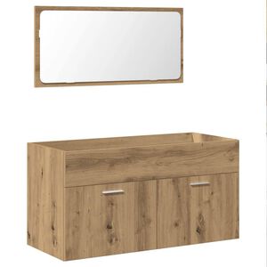 vidaXL Armoire de salle de bain avec miroir ch&ecirc;ne artisanal