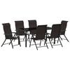 vidaXL Ensemble de salle &agrave; manger pour jardin 7 pcs Noir caf&eacute;