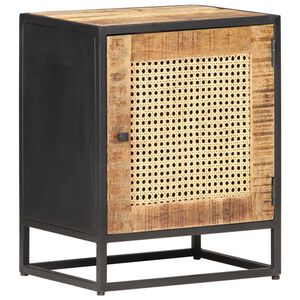 vidaXL Table de chevet 40x30x50 cm Bois de manguier et canne naturelle