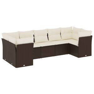 vidaXL Salon de jardin avec coussins 7 pcs marron r&eacute;sine tress&eacute;e