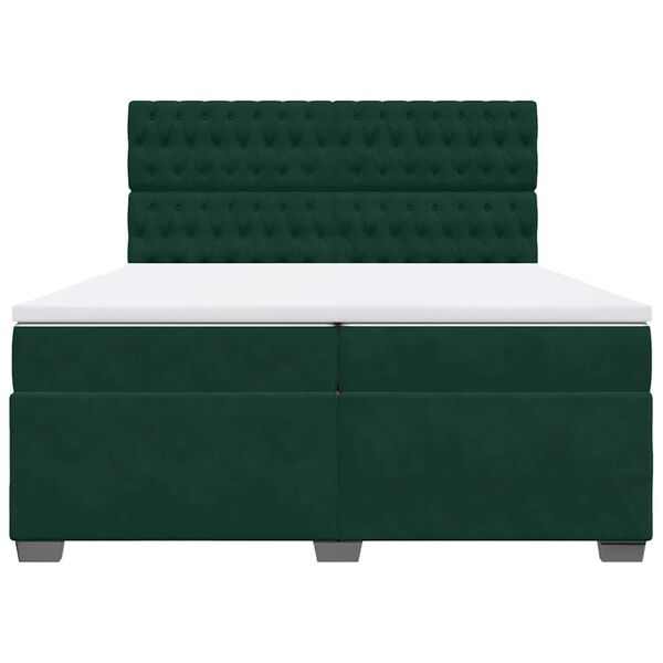 vidaXL Sommier &agrave; lattes de lit et matelas Vert fonc&eacute; 200x200cm Velours