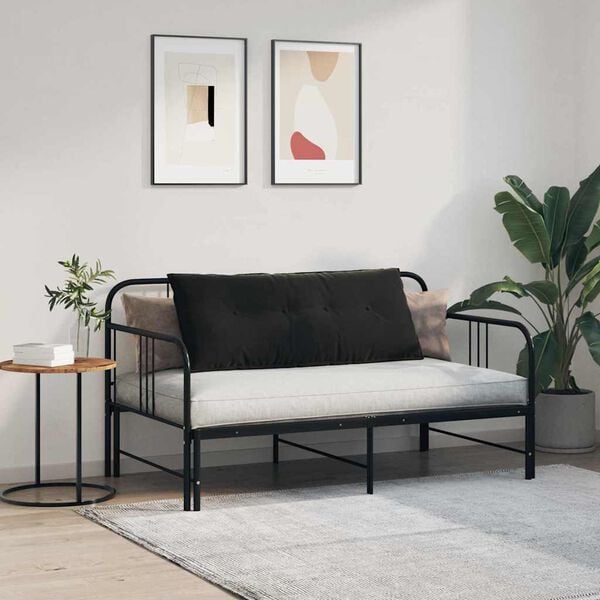 vidaXL Coussin de Dos Noir 120 x 50 cm Tissu en velours c&ocirc;tel&eacute;