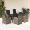 vidaXL Ensemble &agrave; manger de jardin et coussins 7 pcs gris rotin