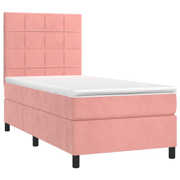 vidaXL Sommier &agrave; lattes de lit matelas et LED Rose 100x200 cm Velours