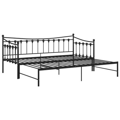 Cadre de canapé-lit extensible sans matelas Noir Métal 90x200cm