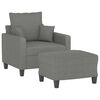 vidaXL Fauteuil avec repose-pied Gris fonc&eacute; 60 cm Tissu