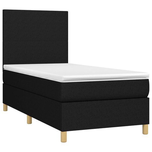 vidaXL Sommier &agrave; lattes de lit avec matelas et LED Noir 80x200cm Tissu