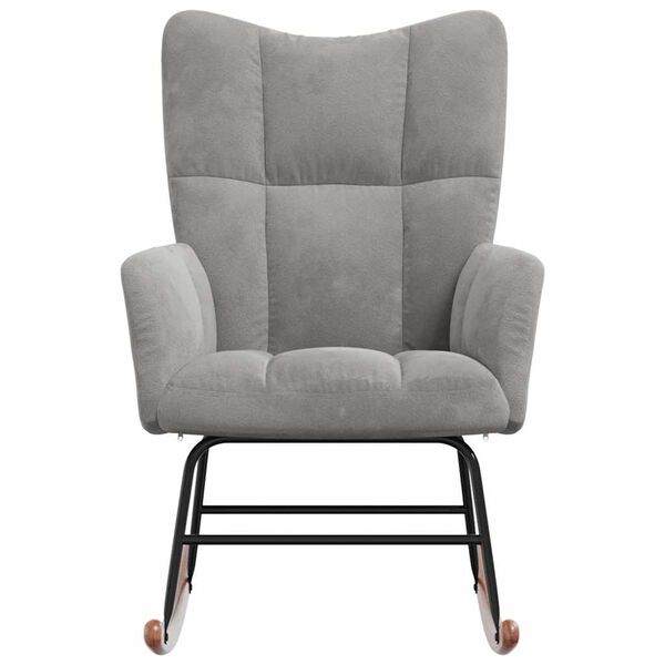 vidaXL Chaise &agrave; bascule Gris clair Velours