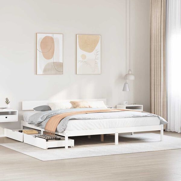 vidaXL Cadre de lit sans matelas blanc 200x200 cm bois massif de pin