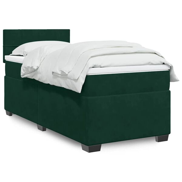 vidaXL Sommier &agrave; lattes de lit avec matelas Vert fonc&eacute; 90x190 cm