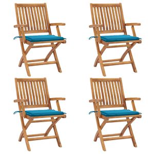 vidaXL Chaises pliables de jardin avec coussins lot de 4 Teck solide