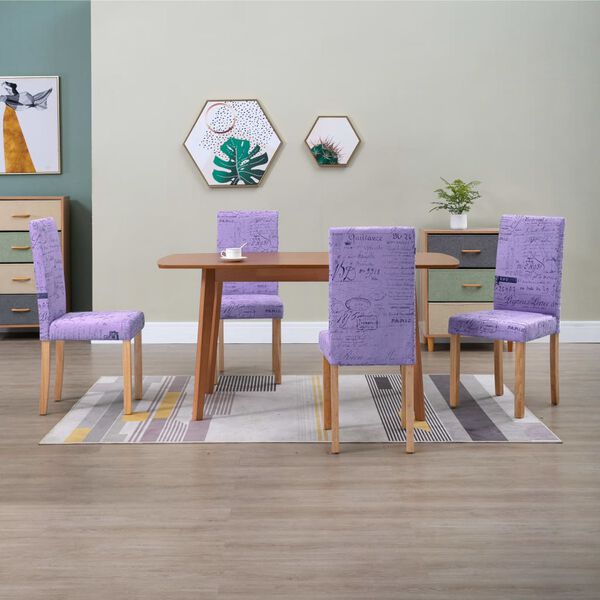 vidaXL Chaises &agrave; manger lot de 4 violet tissu