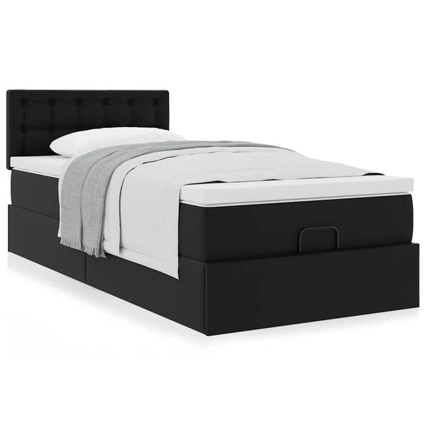 VidaXL Lit ottoman avec matelas noir 100x200 cm similicuir
