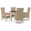 vidaXL Ensemble &agrave; manger de jardin avec coussins 5pcs Beige poly rotin
