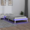 vidaXL Cadre de lit &agrave; LED sans matelas blanc 100x200 cm bois massif