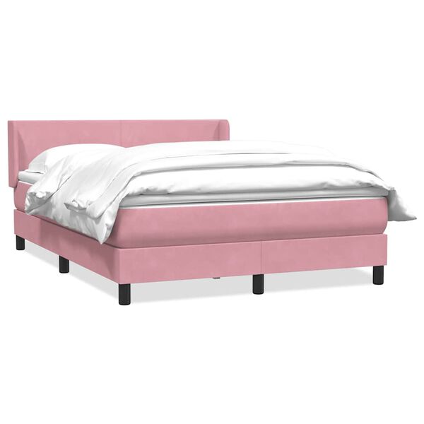 vidaXL Sommier &agrave; lattes de lit avec matelas rose 140x220 cm velours