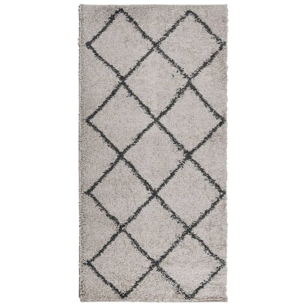vidaXL Tapis shaggy &agrave; poils longs moderne beige anthracite 100x200 cm