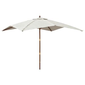 vidaXL Parasol de jardin avec m&acirc;t en bois sable 300x300x273 cm