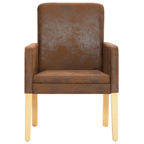 vidaXL Chaises &agrave; manger lot de 2 marron similicuir daim