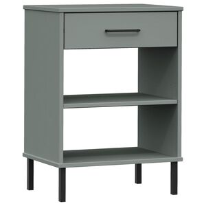 vidaXL Armoire console avec pieds en m&eacute;tal Gris Bois pin massif OSLO