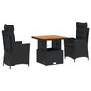 vidaXL Ensemble &agrave; manger de jardin avec coussins 3 pcs Noir