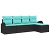 vidaXL Ensemble de Canap&eacute;s 5 pc Noir et turquoise polyrotin