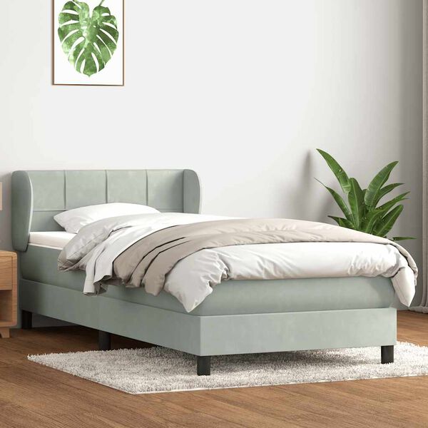 vidaXL Sommier &agrave; lattes de lit et matelas gris clair 80x220 cm velours